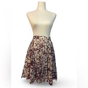 GAP A-Line Pleated Skirt in Cream and Brown Floral